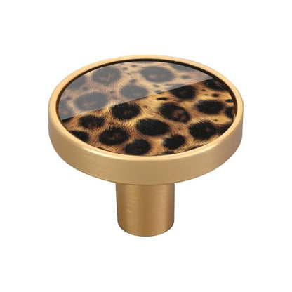4 Pack Leopard Skin Print Cabinet Knobs Round 1-1/4 Inch (32 mm) Dresser Drawer Pulls Kitchen Cabinet Hardware Handles Knobs for Dresser Kitchen Drawer - color: I126