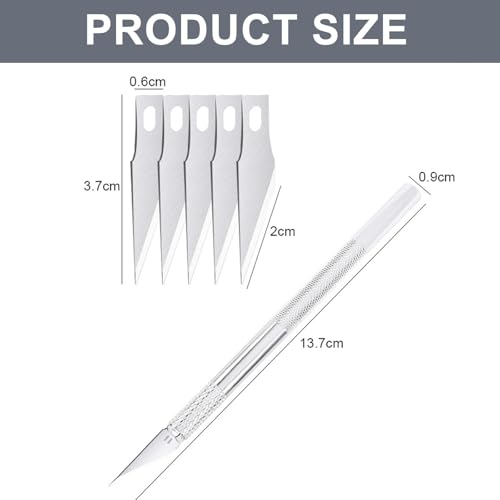 Professional Craft Knife Set with Aluminum Handle, 11 Stainless Steel Blades, Non-Slip Grip for Art and DIY Projects