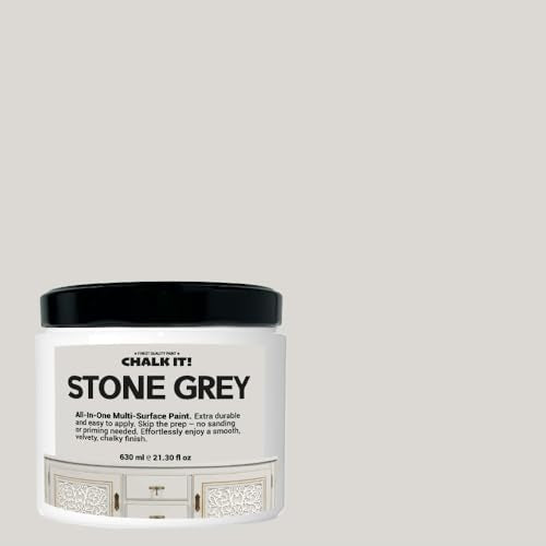 CHALK IT! All-in-One Multi-Surface Chalk Paint for Furniture & Cabinets - No Sanding, No Primer, Built-In Top Coat Water-Based, Low-Odor, Fast-Drying, Matte Finish (Stone Grey) - color: Stone Grey