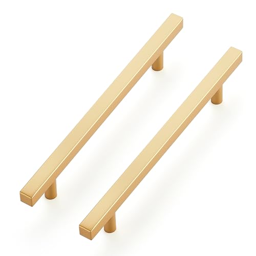 Ravinte Champagne Gold Handles Square Cabinet Hardware 6-1/4 Inch 10 Pack - size: 6-1/4" Hole Center