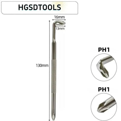3PC 90 Degree L-Type Double End Screwdriver(PH1-PH1), (PH2-PH2), (SL6-SL6)