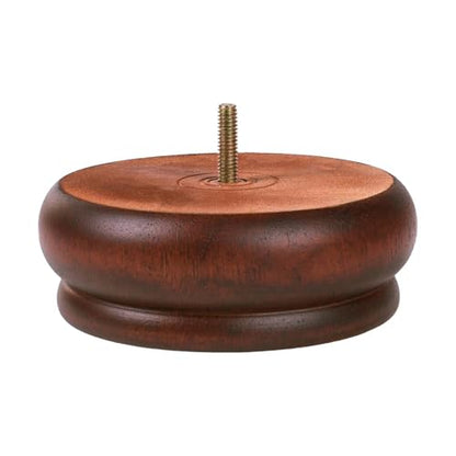 OUTWATER 4 in. H x 4-7/8 in. Dia Stained Cherry Solid Hardwood Bun Foot Leg for Furniture 4 Pack with 4 Free Insert Nuts and Drill Bit - color: Cherry