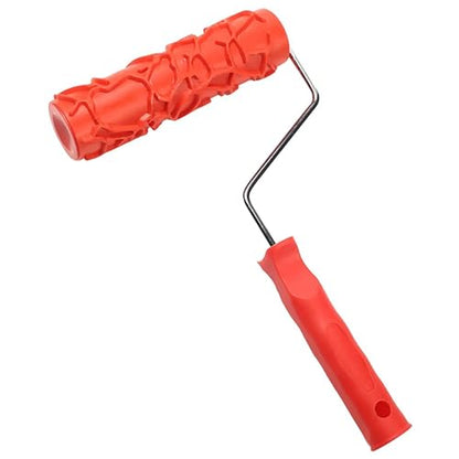 Utoolmart 7" Home Wall Rubber Paint Roller 175mm Wooden Grain Painting Roller with Plastic Handle 1Pcs - size: EG191T