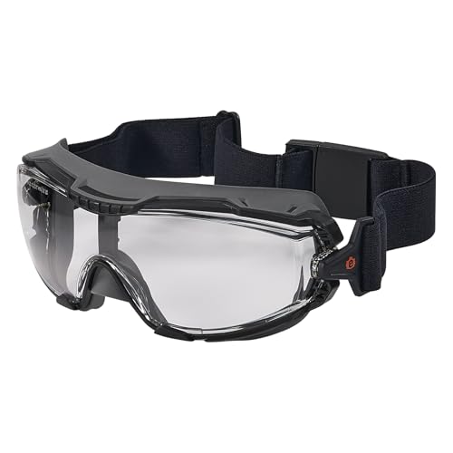 Ergodyne Skullerz Arkyn Protective Dust Safety Goggle, Non-Vented, Anti Fog, Scratch Resistant, Adjustable Fabric Strap - color: Clear Lens, style: Work Utility