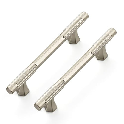 Ravinte Solid Brushed Nickel Cabinet Pulls,3-3/4 in Hole Handles,2 Pack - color: Brushed Nickel, size: 3-3/4 inches Hole Center
