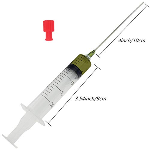 20 ml Syringe with Luer Lock Needles 4" and Storage Cap | Oil Injector | Glue Dispensing Applicator