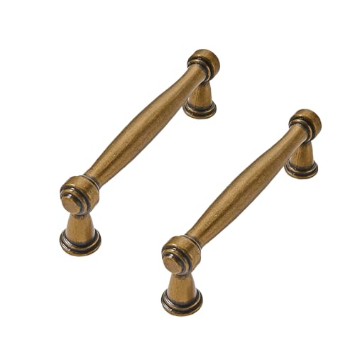 10 Pack 3inch(76mm) Center to Center Antique Brass Cabinet Pulls Handles for Cabinets Cupboard Solid Heavy Duty Drawer Handles Dressers Kitchens bedrooms - color: Antique Brass, size: 3inch(76mm) Center to Center