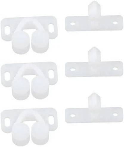 3Pcs White Marine Boat Ball Catch Door Cupboard Spring Back Plates Roller Latch Plastic Catches Cabinet Hardware