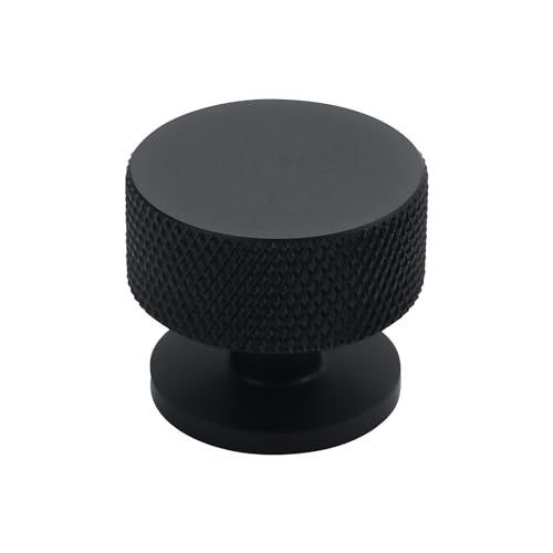 Alzassbg Matte Black Knurled Round Cabinet Knobs 6 Pack, AL6023MB - color: Matt Black, size: 6 Pack