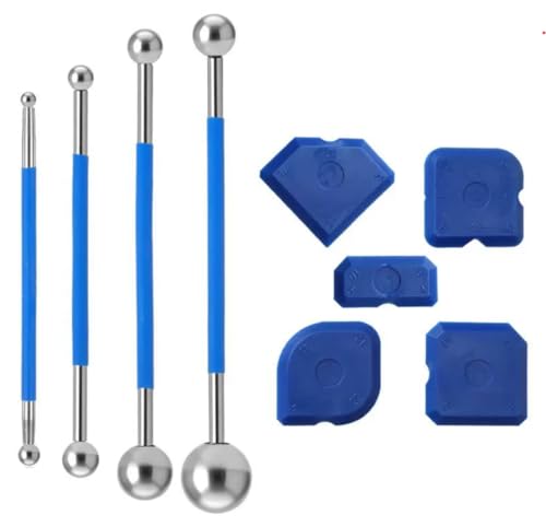 9 Pcs Premium Professional Caulking Tool Kit, Silicone Caulk Remover, Blue - color: 3