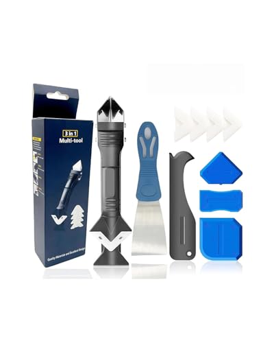 Ultimate 10 in 1 Caulk and Grout Removal Kit, Multi-Angle Scraper Tool with 10 Stainless Steel Heads, Perfect for DIY & Professional Kitchen Bathroom Window Renovation, Complete Scraping Set - size: 10 IN 1