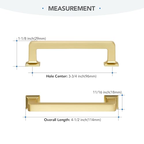 HOME EDIT Brushed Gold Cabinet Handles Zinc Pulls 3-3/4 Inch 10 Pack - color: Brushed Gold, size: 3-3/4 inches Hole Center