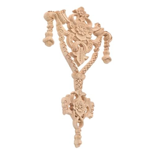 1Pc Wood Carved Onlays Center Wooden Appliques Furniture DIY 9.45"x5.51" - size: 24x14cm/9.45"x5.51"