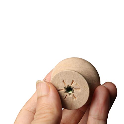 24 PCS Round Wooden Knob with Screws Unfinished Drawer Furniture Cabinet Closet Dresser Pull Handles (34mm Diameter,25mm Overall Height)