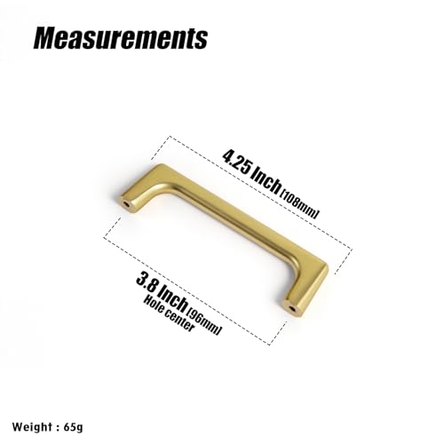 Goo-Ki Brushed Brass Cabinet Pulls with 3.8'' Hole Centers, Modern Style Zinc Alloy Cabinet Handles for Dresser,Wardrobe,Cupboard- 6 Pack - color: Brushed Brass, size: 3.8'' Hole Centers