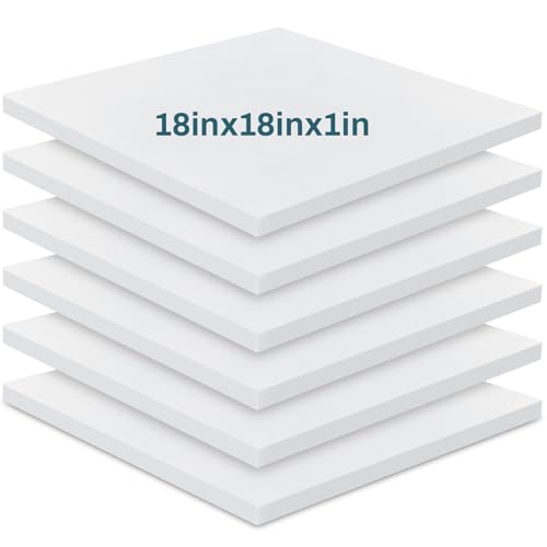 Frienda 6 Pack 1 x 18 x 18 High Density Foam Cushion 2.2 Density, 50 Ild - size: 1" X 18" X 18"