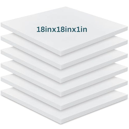Frienda 6 Pack 1 x 18 x 18 High Density Foam Cushion 2.2 Density, 50 Ild - size: 1" X 18" X 18"