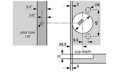 Blum Hinge for Framed cabinets (Face Frame) with 5/16 Overlay and 105° Opening Angle. Soft Close (2 - Pack)