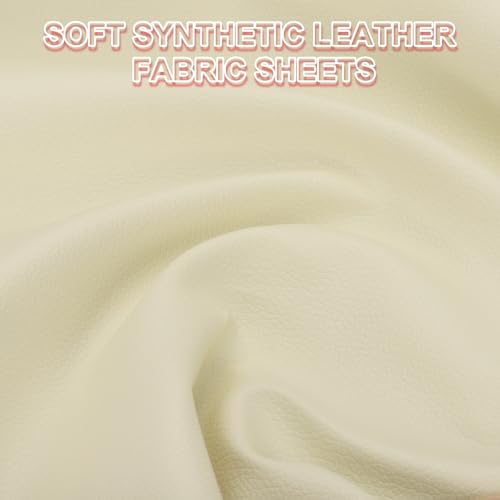 PATIKIL 63x39.4in Faux Leather Sheets, Faux Leather Fabric Sheets Vinyl Fabric Synthetic Soft Waterproof PVC for Replacement Upholstery Car Furniture Sofa Boat Marine, Beige White - color: Beige White