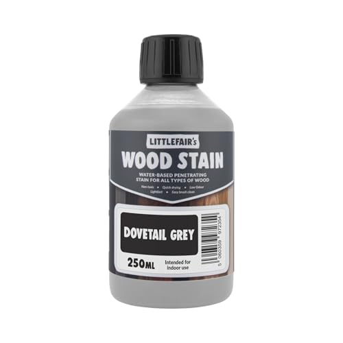 Littlefair's Wood Stain Water Based - 8.5oz/250ml - Indoor Furniture Stain Light & Dark Finishes - Special Non Toxic & Eco Friendly Formula - Wood Stain for Crafts - Color: Dovetail Grey - color: Dovetail Grey, size: 8.5oz/250ml
