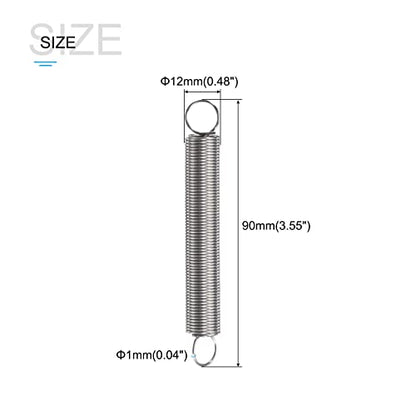 METALLIXITY Extension Spring (1x12x90mm/0.04"x0.48"x3.55") 5Pcs - size: 0.04"x0.48"x3.55"