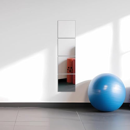 Glass Full Length Wall Mirror Tiles, 10" x 10" x 4PCS Home Gym Mirror - size: 10"x10"-4pcs