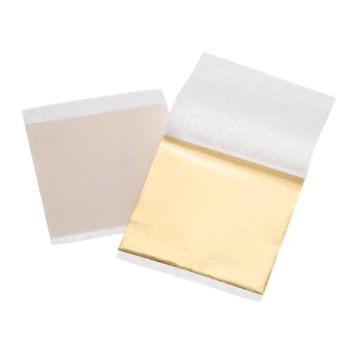 uxcell 100pcs Leaf Sheets, 3.5" x 3.5" Foil Sheets Paper Sheets for DIY Crafts Painting Nails Resin Furniture Decoration(Light Orange) - color: Light Orange