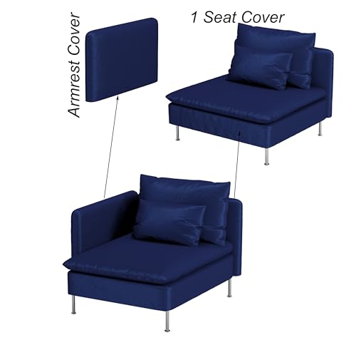 Heavy Velvet SODERHAMN Chair Cover Compatible with IKEA Sofa Slipcover - color: Velvet Blue, size: 1 Seat Section