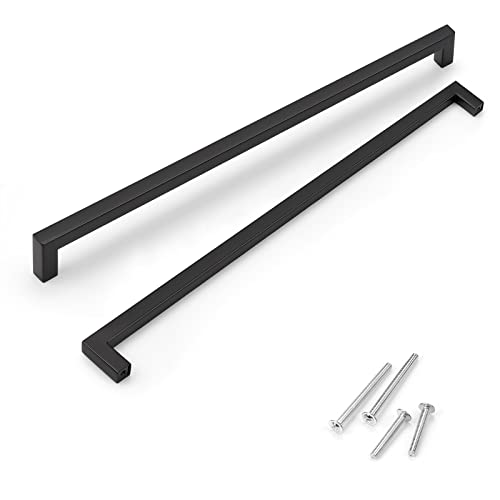 KNOBWELL 20 Pack| 320mm Black Drawer Pulls, 12-3/5 inch Stainless Steel Long Cabinet Pulls, Matte Black Handles for Kitchen Cabinet, Dresser Drawer, Cupboard, Wardrobe and Chest - color: Matte Black, size: Hole Center:12-3/5 inch(320mm)