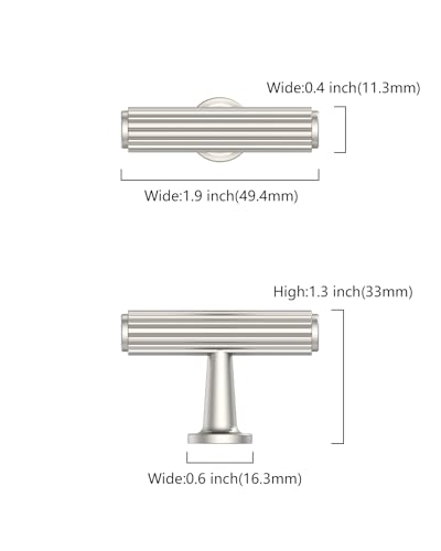 Brushed Satin Nickel Cabinet Knobs Drawer Pulls 10 Pack - color: Brushed Satin Nickel, size: T-Knob