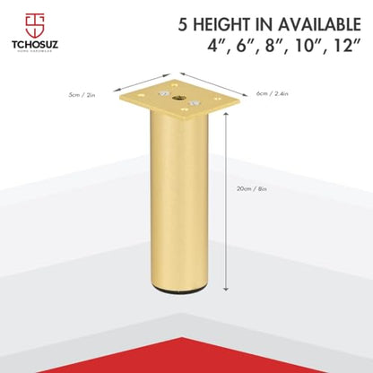 8 Inch Aluminium Alloy Metal Furniture Legs, Set of 4 Round Gold - color: Black, size: 8"/20cm