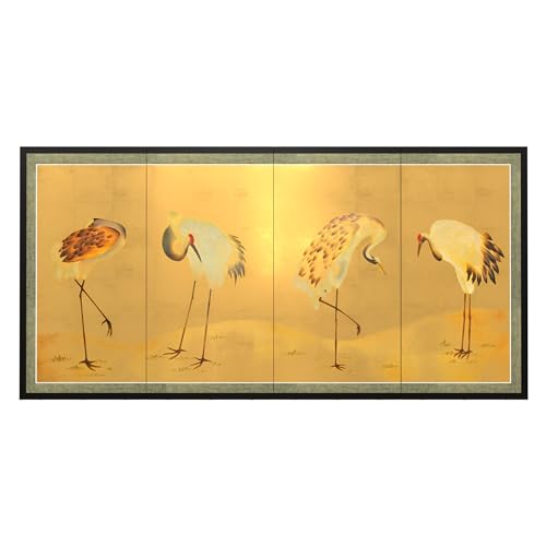 Red Lantern 36" x 72" Gold Leaf Cranes - color: Cranes