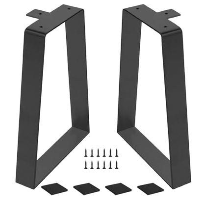16 '' Trapezoid Metal Table Legs for DIY Furniture, Bench Legs, Coffee & Side Table Feets, Nightstand, Heavy Duty Black Desk Chair Stool Feets (H16'' x W11'', Set of 2) - size: 16 '' Trapezoid 1