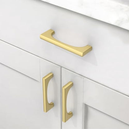Asidrama 10 Pack 3 Inch(76mm) Brushed Gold Cabinet pulls Kitchen Cabinet Handles, Cabinet Pulls Kitchen Cabinet Hardware for Cupboard Drawer Pulls 2321 - color: Brushed Gold, size: 3" Hole Center, style: 10 Pack