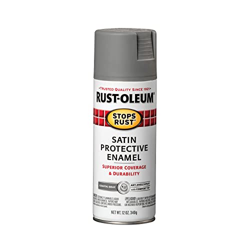 Rust-Oleum Stops Rust Spray Paint, Satin Coastal Gray - color: Satin Coastal Gray, size: 12 Ounce (Pack of 1)