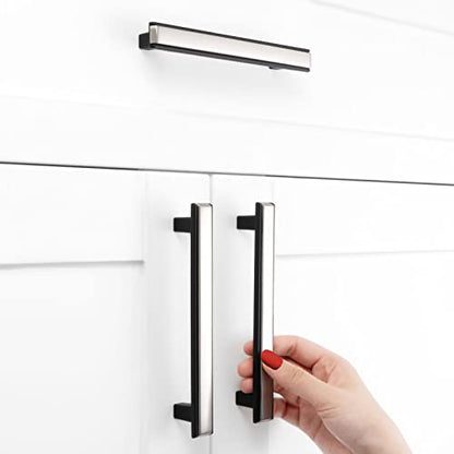 Nickel and Black Cabinet Pulls Drawer Handles 5 Inch 5 Pack 2281 - color: Brushed Nickel & Matte Black, size: 5 In Hole Distance, style: 5 Pack