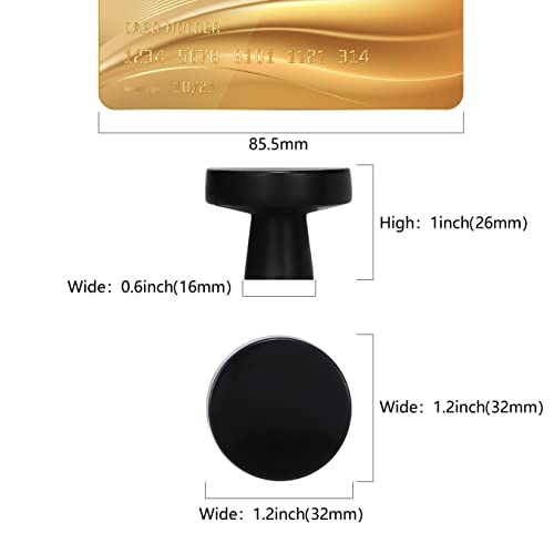 COTYKILEY 10 Pack Drawer Pulls Matte Black Kitchen Cabinet Knobs Solid Round Drawer Knobs Cabinet Hardware Zinc Black - color: Matte Black