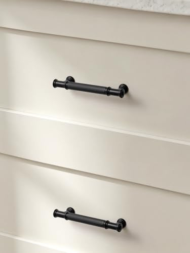 5 Pack Black Cabinet Pulls 3.75" Hole Center Matte Black Handles Drawer Pulls Closet Bathroom Vanity Dresser Hardware Zinc Alloy - color: Black, size: 3.75"(96mm) Hole Centers