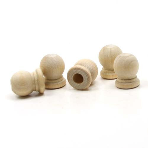Mylittlewoodshop Pkg of 12 - Finial Dowel Cap - 3/4 inches Tall with 1/4 inch Hole Unfinished Wood (WW-DC8052-12)