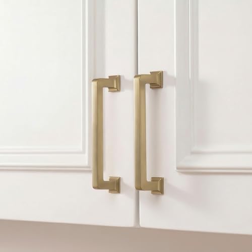 homdiy 30 Pack 3-3/4 Inch Champagne Bronze Cabinet Pulls, Solid Heavy-Duty Zinc Alloy Kitchen Handles, Gold Cabinet Handles Modern Square Drawer Pulls for Cupboard, Dresser, Wardrobe - color: Champagne Bronze, size: 3-3/4" Hole Center