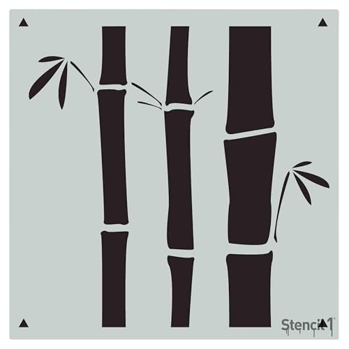 Stencil1 Bamboo Pattern Stencil 11" x 11" Asian Zen Wall Decor - color: Bamboo Repeat Wallpaper Pattern Stencil