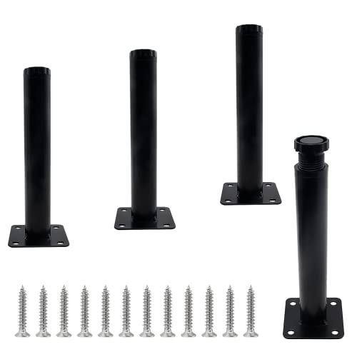 Bivethoi 4 PCS Black Adjustable Furniture Legs, 5.7 Inch / 145mm - size: 5.7 Inch / 145mm