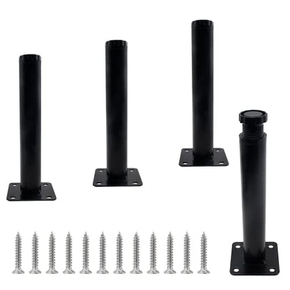 Bivethoi 4 PCS Black Adjustable Furniture Legs, 5.7 Inch / 145mm - size: 5.7 Inch / 145mm