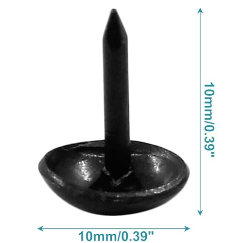 Piutouyar 200 Pcs Black Upholstery Tacks Antique Thumb Tacks, 10 x 10mm - size: 10x10mm