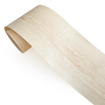 Natural Wood Veneer, Thin Veneer Sheets, Furniture/Boxes/Wooden Crafts Production and Renovation, Handmade DIY (Maple) - color: Maple / 8″ x 95″