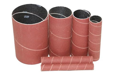 Dark Stone Spindle Sander Sanding Sleeves, 4-1/2" Length, Assorted Diameters 1/2"–3", Aluminum Oxide Replacement Sleeves, 6-Pack, Choose Grit (80)