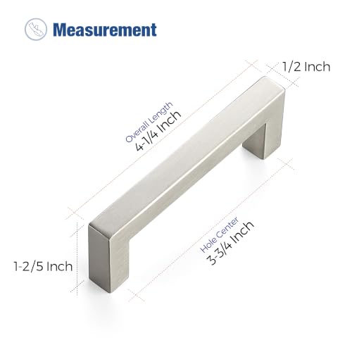 Ravinte Brushed Nickel Square Pulls Cabinet Handles,3-3/4 Inch,30 Pack - color: Brushed Nickel, size: 3-3/4 Inch Hole Center