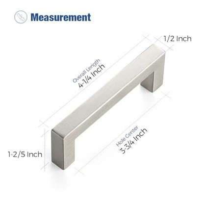 Ravinte Brushed Nickel Square Pulls Cabinet Handles,3-3/4 Inch,30 Pack - color: Brushed Nickel, size: 3-3/4 Inch Hole Center