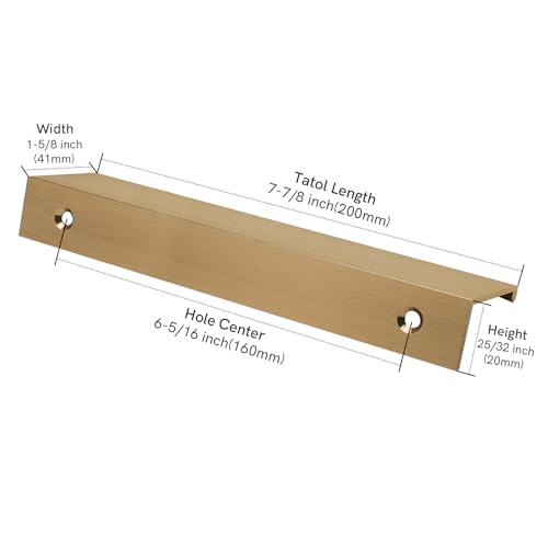 Rergy 10 Pack 6-1/4" Cabinet Pulls Champagne Bronze Finger Pulls - color: Champion Bronze, size: Hole Center: 6-1/4in(160mm)
