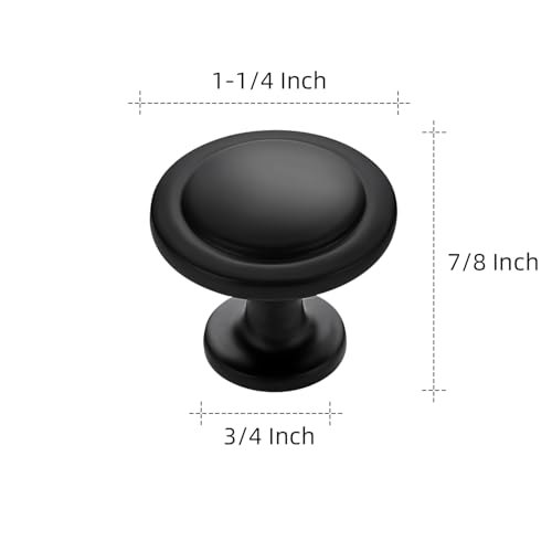 Ravinte Matte Black Round Cabinet Knobs,Zinc Pulls,1-1/4 Inch,30 Pack - color: Black